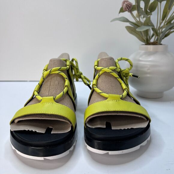 Sorel Roaming Lace Leather Sandals Bolt Green Black Women's 8 NWOB - Picture 4 of 10
